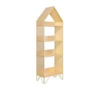 BZJPRFC Bibliothèque Créative for Enfants, Étagère De Rangement Autoportante Au Sol, Rangement De Livres en Fer À 4 Niveaux, for Salon, Chambre À Coucher, Bureau(Gold,128x41x23cm)