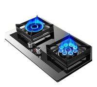 BZJPRFC Cuisinière À Gaz 2 Brûleurs, Cuisinière À Gaz Portable, Allumage en Verre Trempé, Camping, Double Brûleur, GPL/gaz Naturel, 5,2 KW (Color : Silver, Size : NG)