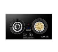BZJPRFC Cuisinière À Gaz Portable 2 Brûleurs, Flamme Haute 5,2 KW À 9 Chambres, Support À Casseroles en Fonte De Verre Trempé Noir, Minuterie Indépendante des Deux Côtés (Size : LPG)