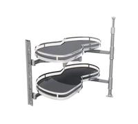 BZJPRFC Organisateur De Rangement De Cuisine À 2 Niveaux, Panier Coulissant D'angle D'armoire Réglable, Plateau Pivotant En Aluminium Robuste, Capacité De 60 Kg(Left door)