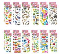 BZKSER Autocollants 3D - 24 Feuilles Kids Stickers, Autocollants Récompense, Autocollants Gommettes Stickers pour Enfants pour Récompenser Scrapbooking,Motifs y Compris Animaux, Avions, Dinosauresetc