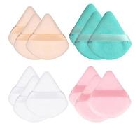 BZKSER Houpette Maquillage en Coton - 12 pcs Houpette Maquillage Triangle en Coton Doux Réutilisable pour la Peau Usage Sec Humide Bouffées de Poudre Cosmétique avec Sangle pour Tout Le Monde