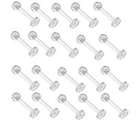BZKSER Piercing- 20 pcs Effacer Piercing Plastique UV Flexible Acrylique Labret Bague à Lèvres Tragus Helix Cartilage Boucle d'oreille Stud Barbell Piercing Bijoux