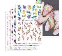 BZKSER Stickers Ongles - 10 pcs Abstrait Stickers Ongles Nail Art,Auto-adhésif Autocollants Ongles Decoration Visage Dame, Fleurs, Feuilles Conception Conseils Design Manucure