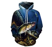BZNOO 3D Enfants À Capuche, Filles Garçons À Capuche Imprimé 3D Pêche Enfants Sweatshirts Unisexe Poches Pull À Capuche pour Enfants 4-16 Ans-110