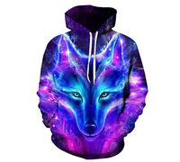 BZNOO 3D Enfants À Capuche, Sweat À Capuche Filles Garçons Impression 3D Loup Enfants Sweats Unisexe Poches Pull À Capuche pour Enfants 4-16 Ans-160