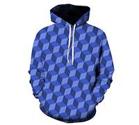 BZNOO 3D Enfants À Capuche, Unisexe Enfants Garçons Filles 3D Graphique Géométrie Imprimer Sweats À Capuche Poche À Manches Longues Pull pour 4-16 Ans Adolescents Tenues Automne Hiver Outwear-140