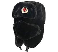 BZNOO Unisexe Hiver Chapka Bomber Thermique d'hiver Chapeaux Femmes Hommes Armée Soviétique Insigne Militaire Russie Chapeau Oreillette Casquettes De Neige-BK_Soviet_Badge