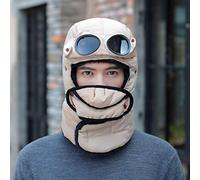 BZNOO Unisexe Hiver Chapka Chapeaux De Bombardier d'hiver en Peluche Oreillette Russe Ushanka avec Lunettes Hommes Femmes Trappeur Aviateur Chapeau De Pilote Casquettes De Neige-Beige