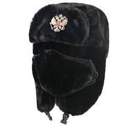 BZNOO Unisexe Hiver Chapka Hiver Bombardier Thermique Chapeaux Femmes Hommes Armée Soviétique Insigne Militaire Russie Chapeau Oreillette Casquettes De Neige