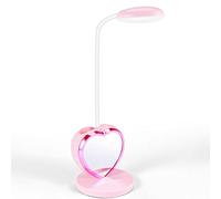 Bzocio Lampe de Bureau LED pour Filles, Lampe de Bureau LED Rechargeable avec Port de Chargement USB et Porte-Stylo, Rose à Intensité Variable pour les Yeux