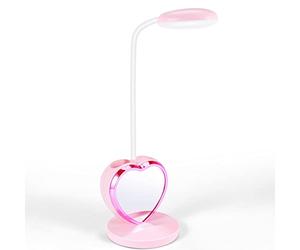 Bzocio Lampe de Bureau LED pour Filles, Lampe de Bureau LED Rechargeable avec Port de Chargement USB et Porte-Stylo, Rose à Intensité Variable pour les Yeux