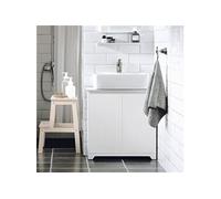 SoBuy Meuble sous Lavabo 60x30x60 cm, Meuble sous Évier et Vasque avec 2 Portes, MDF Bois Massif Blanc
