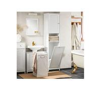 BZR124-W Meuble Colonne de Salle de Bain, Placard Armoire Toilette Haute, avec 1