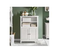 SoBuy Meuble bas de salle de bain BZR13-W, mince, 2 étagères et 2 portes, gain de place, blanc