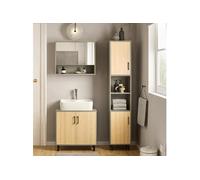 Meuble Colonne de Salle de Bain, Armoire Haute, Meuble Salle de Bain Colonne Rangement Placard avec 2 Portes étagères réglables, 2 niches Ouvertes,