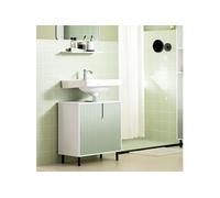 SoBuy Meuble sous-vasque BZR139-GR – 2 portes, étagère réglable – 60×30×60 cm Blanc/Vert