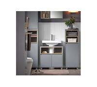 SoBuy BZR148-DG Meuble sous Lavabo de Salle de Bain, Meuble sous Vasque à 2 Portes, Placard Armoire de Rangement Meuble évier de Cuisine Gris G