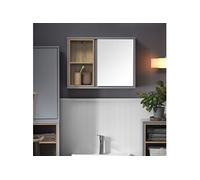 BZR149-DG Armoire Murale avec Miroir pour Salle de Bain, Placard de Rangement Suspendu, Meuble Haut Salle de Bain avec Porte et 2 Compartiments