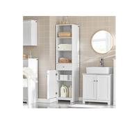 Sobuy® Bzr17-W Meuble Colonne De Salle De Bain Armoire Haute Meuble Rangement - L40cm X P35cm X H161cm Blanc