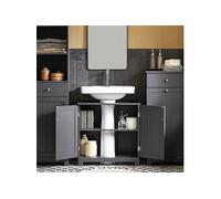 SoBuy Meuble sous-lavabo BZR18-II-DG 2 étages 2 portes Gris G