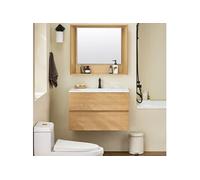 BZR198-N Meuble Suspendu pour Lavabo avec Miroir Meuble sous Vasque avec Miroir Ensemble de Lavabo avec Miroir Meuble Lave-Mains avec Miroir, Couleur