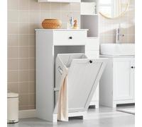 BZR21-W Armoire de buanderie avec sac à linge pliable, coffre à linge, collecteur de linge avec tiroirs, panier à linge, armoire de salle de bain, mobilier de salle de bain, blanc, env. L x H x P : 40