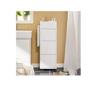 BZR29-W Meuble Demi-Colonne Meuble Bas de Salle de Bain Armoire Commode Toilette