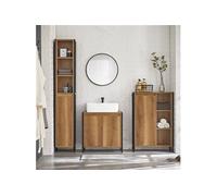 SoBuy BZR65-PF Meuble Bas de Salle de Bain avec Bac à Linge Armoire à Linge Marron G