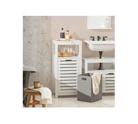 BZR67-W Meuble Bas Armoire Toilette avec 1 Panier bac à Linge basculant Meuble de
