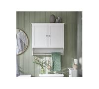 Sobuy Bzr84-W Meuble Haut De Salle De Bain, Armoire Haute Murale, 2 Portes, Avec 2 Étagères Réglables, Porte-Serviettes Multicolore