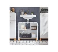 SoBuy BZR92-W Meuble sous Lavabo, Armoire Salle de Bain, Placard de Rangement, Meuble de Rangement pour Salle de Bain avec 2 Portes Blanc G