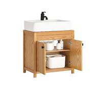 BZR98-N Meuble de rangement sous évier en bois naturel avec 2 portes, 60 cm (l) x 35 cm (P) x 60 cm (H)