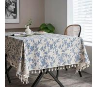 BZSDDY 60~366 cm Pastorale Vintage Coton Lin Imprimé Nappe de Table à Manger avec Nappe à Gland Table à Thé Domestique Couverture Anti-Poussière Serviette