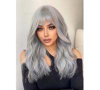 BZSQD 58CM argent blanc perruques pour femmes cheveux filles cheveux accessoires sur fête quotidienne voyage fêtes carnaval haute température soie