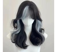 BZSQD Environ 55 CM Perruques dégradées de Couleur Noir/Bleu Perruques synthétiques Accessoires de Cheveux de Filles sur la Perruque de Cosplay de fête Quotidienne Perruques de Cheveux de fête