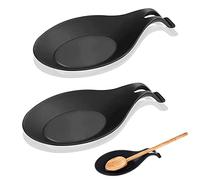 Bztzhm 2 Pièce Repose Cuillère Cuisine, Cuillère Silicone Repose, Repose-Ustensiles de Cuisine en Silicone, Repose-Cuillère à Chaleur de Cuisine, pour la Cuisine, la Maison, la Salle à Manger-Noir