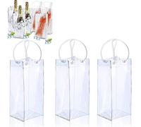 Bztzhm 3 Pièces Transparent Refroidisseur Vin, Sac à Vin Transparent Wine, Sac de Glace Vin Transparent, Sac de Glace pour Le Vin, Sac à Vin Plastique Wine Cooler,pour Champagne Bière Froide Boissons