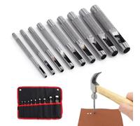 Bztzhm 9 Pièces Lot de poinçons pour cuir, Creux Poinçon en Cuir, Creux en Acier Rond Set, Poinçon Creux, Cuir Creux en Acie, pour Percer des Matériaux Souples - Cuir, Bande de Montre,Toile, Oeillet