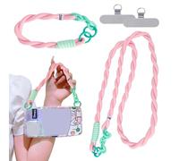 Bztzhm Lot de 2 chaînes de téléphone portable universelles tressées de couleurs contrastées et bracelets, avec 4 supports de cordon en acier inoxydable pour la parentalité, les vacances, l'extérieur