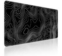 Bzu Grand tapis de souris de jeu Topographique avec contour étendu, taille XL, 80 x 30 cm de long, base antidérapante de 3 mm et bords cousus pour la maison, le bureau, le travail