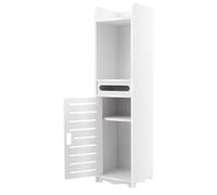 BZYFJB Armoire de salle de bain - 80 x 20 x 20 cm - Meuble de salle de bain autoportant avec porte-papier - Armoire étroite pour toilettes - Blanc - Peu encombrant et pratique