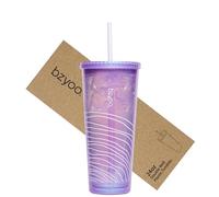bzyoo SIP Gobelet en plastique à double paroi de 710 ml avec couvercle et paille - Tasse de voyage réutilisable, parfait pour le bureau, la piscine, les fêtes - Couleur : violet nacré