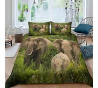 BZZOLASP Famille d'éléphants Parure de Lit Hypoallergique 3 pièces Imprimé en 3D Respirante Wild Safari scène Ensemble De Literie avec 2 Taies d'oreiller Super Douce for Hommes Super King（260x220cm）