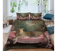 BZZOLASP Leopard-Luxury Linge de Lit 3 pièces Hypoallergique Imprimé en 3D Léger Vintage-Artistic-Style Ensemble De Literie avec Fermeture Éclair Confortable for Décoration de Chambre King（220x240cm）