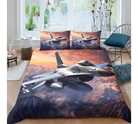 BZZOLASP Military_Jet_Fighter Parure de Lit Imprimé en 3D Microfibre résistante 3 pièces Action_Sky_High Housse de Couette avec Fermeture Éclair Super Douce for Hommes Enfants Super King（260x220cm）