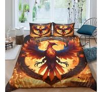 BZZOLASP Mythical Phoenix Parure de Lit 3 pièces Microfibre Hypoallergique Imprimé en 3D Léger Fantaisie feu Emblem Linge de Lit avec Fermeture Éclair Confortable for Adulte King（220x240cm）