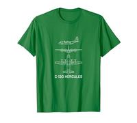 C-130 Hercules Avion de Transport Militaire T-Shirt, Homme, Vert Kelly, L