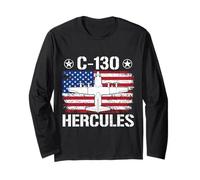 C-130 Hercules Drapeau USA Avion Militaire Avion de Guerre Militaire Manche Longue