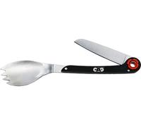 C.A.O. - - Set Couvert Randonnee en INOX/Poignée en Aluminium - Couleur Noir - Longueur 21 cm (Ouvert) 15 cm (fermé) 6 cm (Lame)